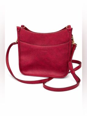 Caitina Red Pebbled Leather Crossbody‎ Bag Minimalist Classic Chic